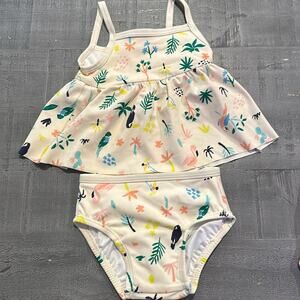 Hanna Andersson Tankini Two Piece Tropical Birds Swim 12-18 months